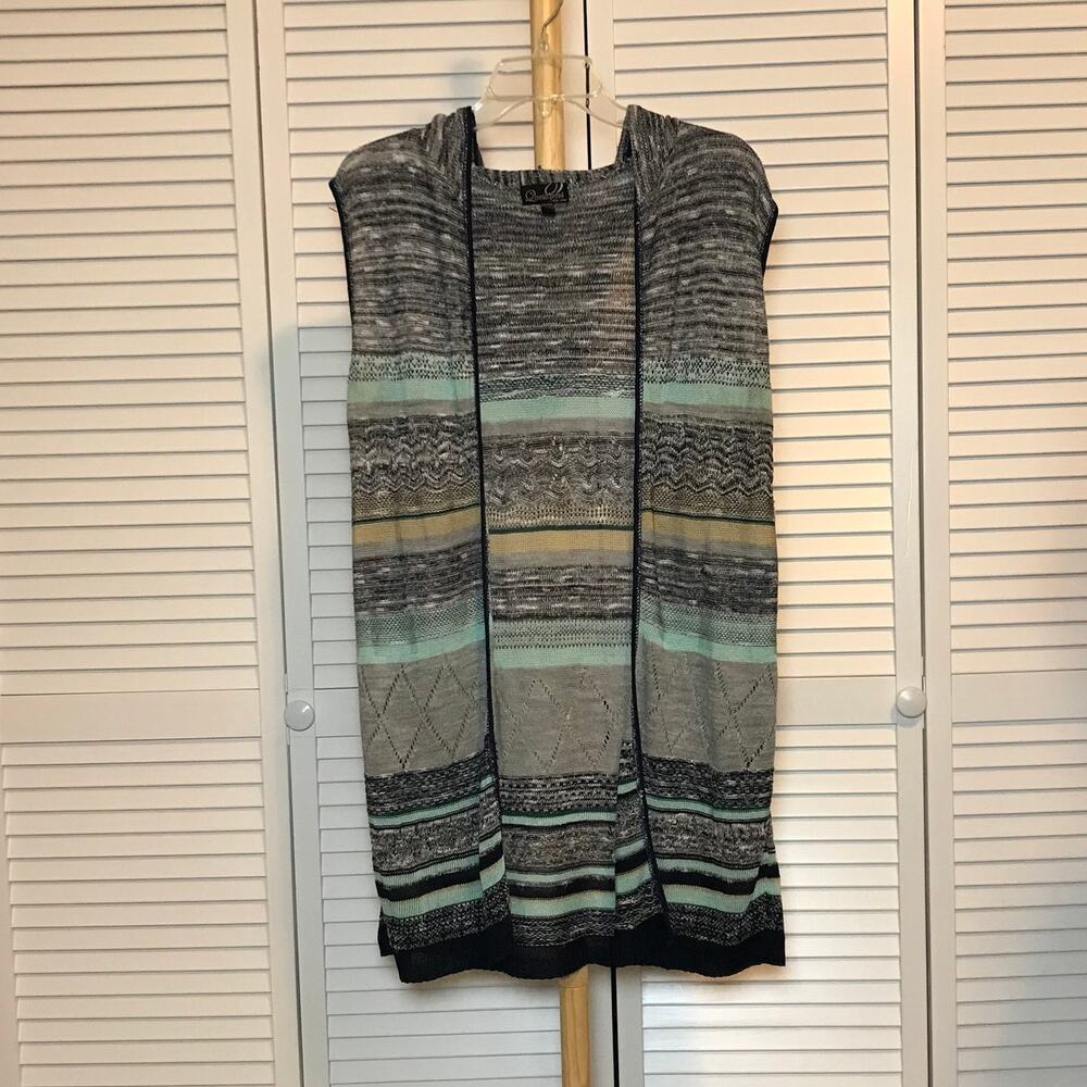 Questions by Say What? Vintage Boho Sleeveless Hooded Cardigan Women Vest L